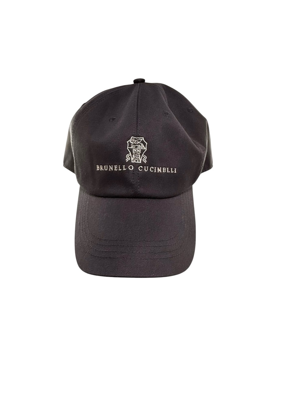 Brunello Cucinelli Black Embroidered Crest Cap